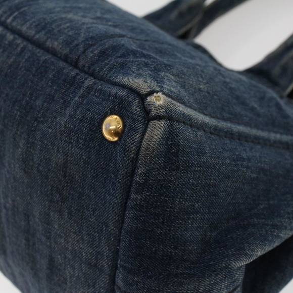 PRADA Canapa Hand Bag Canvas Blue Auth 47694 - Picture 9 of 16